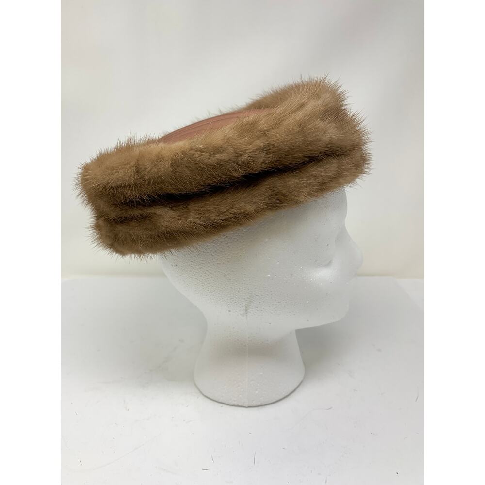Vintage Unbranded Pillbox Fur Hat Brown *FLAWS READ - Picture 4 of 6